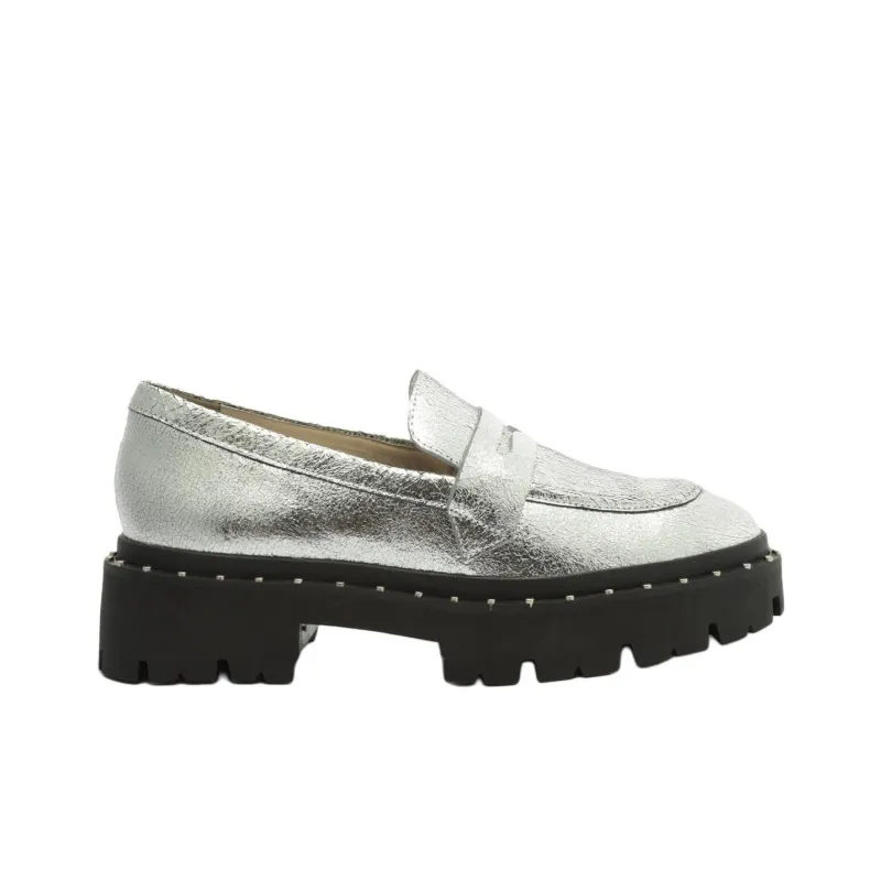 Schutz Christie Loafers 5cm Women's Silver-1