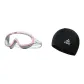 White/Pink Large Frame Swim Goggles+Swimming Cap