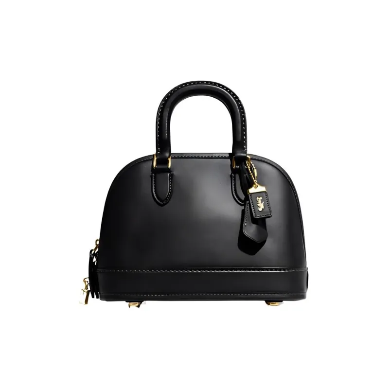 COACH Revel Cow Leather Dome Bag Handbag Medium Size Women's Black-0