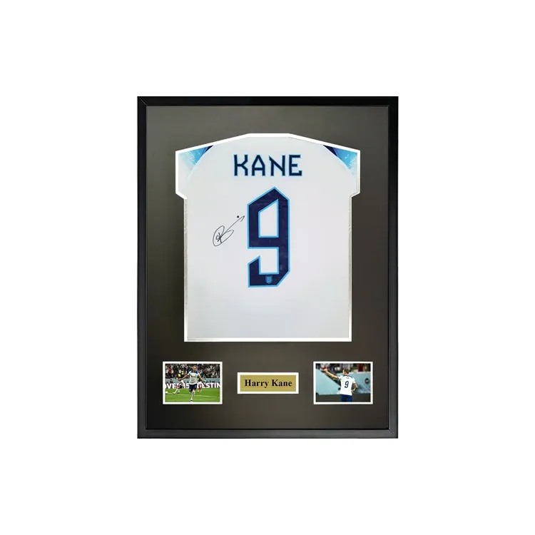 Three For Harry Kane 2022 World Cup England National Team Signed Soccer Apparel Jersey Framed With SA Certificate-0