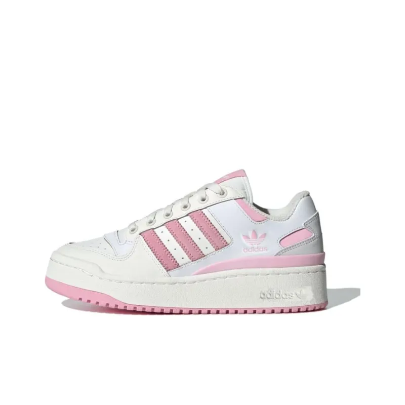 Adidas Originals FORUM BOLD STRIPES Low Top Skateboard Shoes Women's White Pink-0