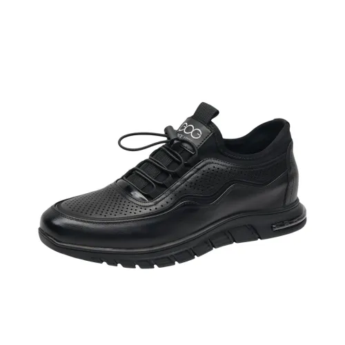 GOG Breathable Quick Dry Invisible Height Increasing 5.5cm Casual Shoes Men's Black