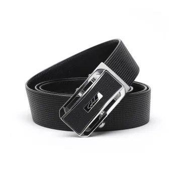 Satchi Sandu Belt Men's Automatic Buckle Fashion Casual Cow Leather Leather Belts Men's Black Width 3.4cm