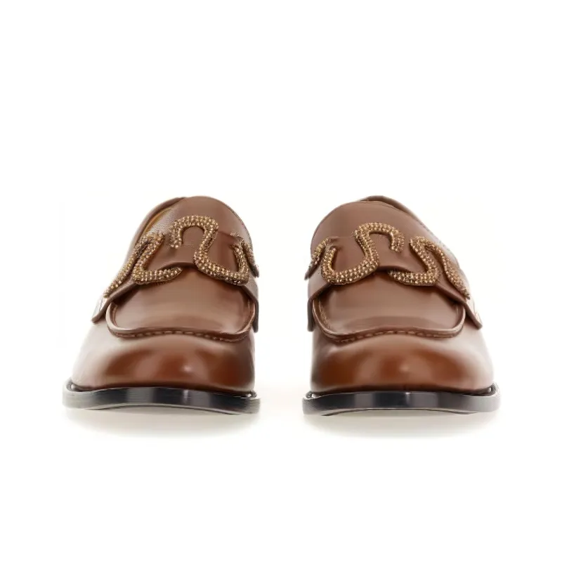 René Caovilla Morgana Rhinestone-embellished Leather Loafers-3
