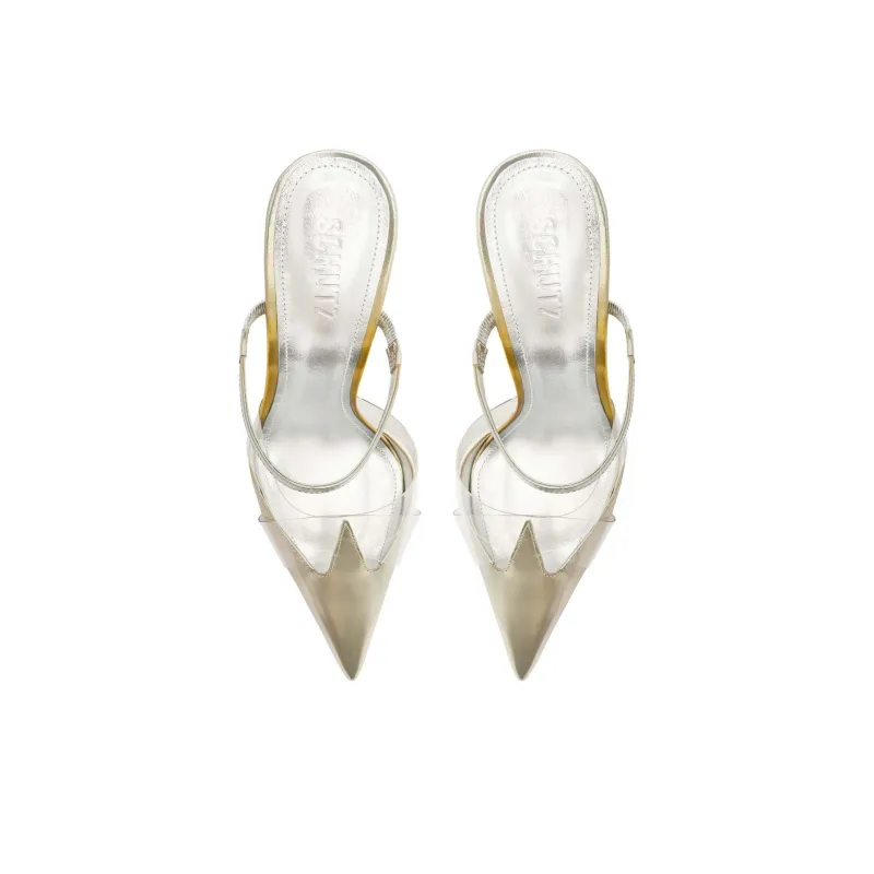 Schutz Other Odor-Resistant Quick Dry Closed Toe Slippers 10cm Women's Silver-4
