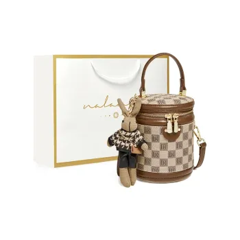 Narandu PVC Synthetic Leather Cylinder Bag, Handbag, Shoulder Bag, Crossbody Bag Women's Khaki