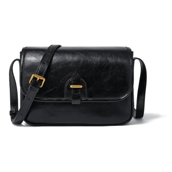 RED DRAGONFLY Split Cow Leather Shoulder Bag, Crossbody Bag Regular Women's Black
