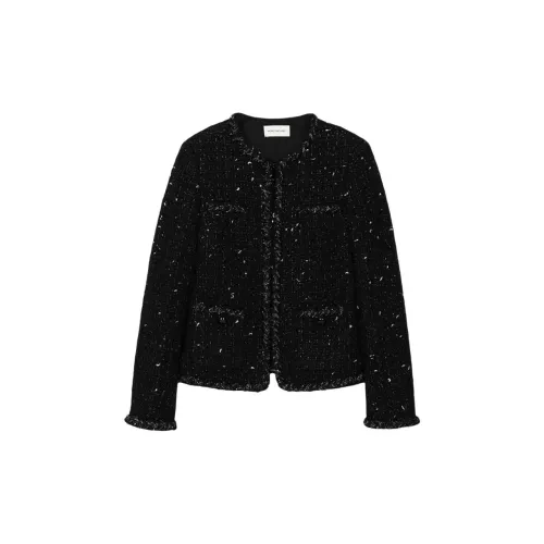 Roselingling Jackets Women's Shimmering Silver Scales Black