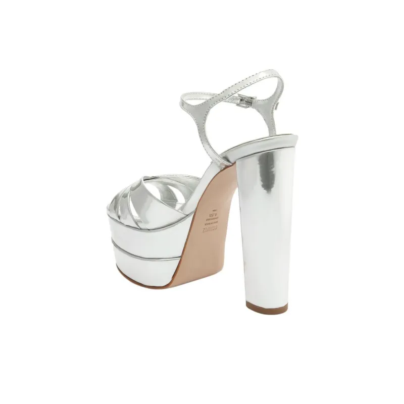 Schutz Keefa Strap Sandals 14.3cm Women's Silver-4