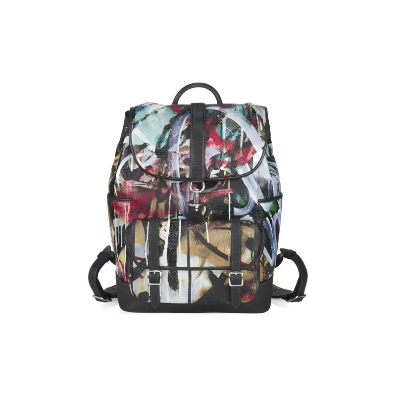 COACH MINT+SERF Collaboration Carriage Natural Pebbled Leather Backpack Large Size Men's Black-1