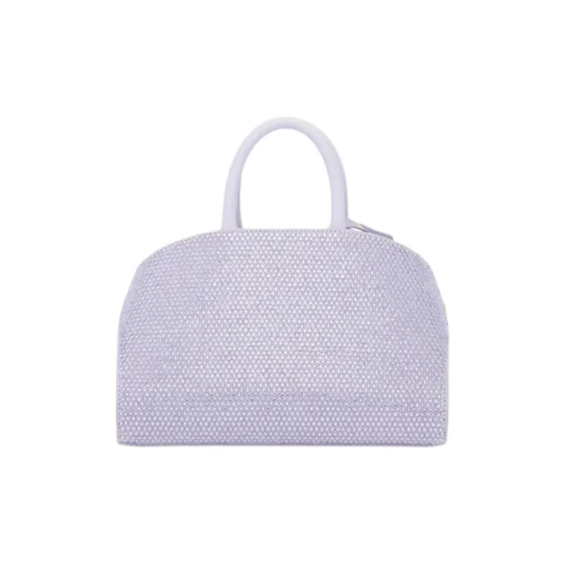 FERRAGAMO Crystal Embellished Calfskin Shoulder Bag Crossbody Bag Handbag Small Size Women's Purple-3