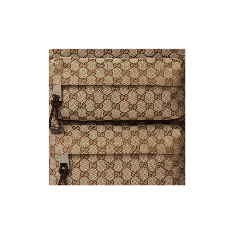 GUCCI Canvas Backpack Medium Size Men's Beige & Ebony-7