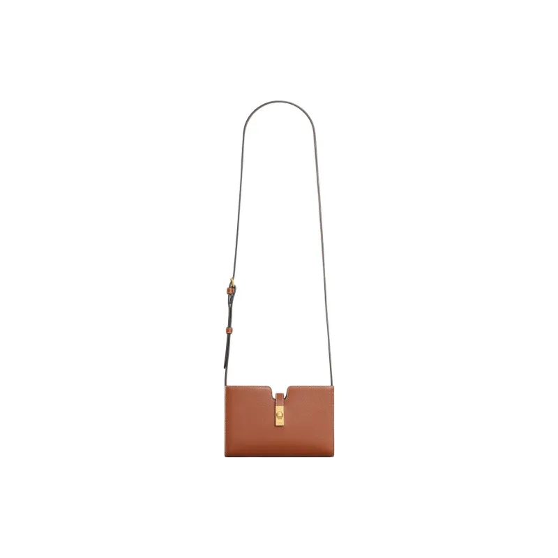 CELINE Soft Calfskin One Shoulder Crossbody Clutch Regular Women's Brown-1