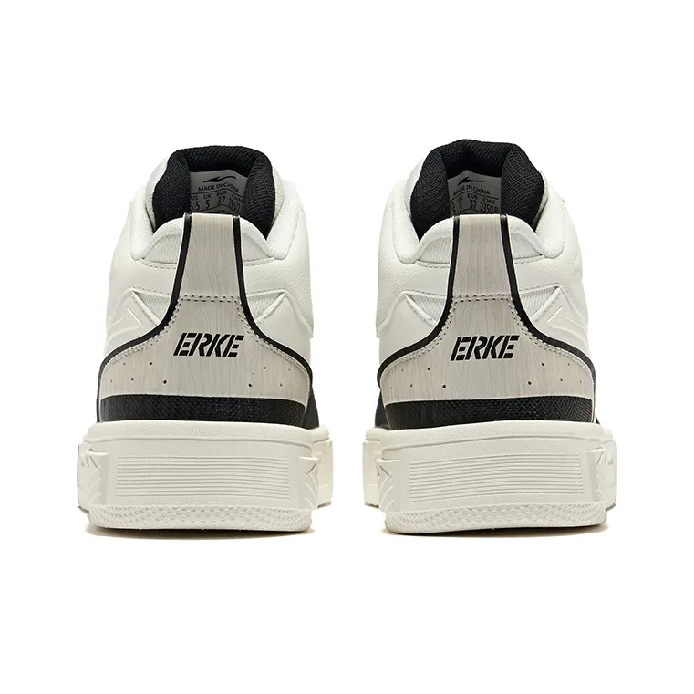 Erke Conquer 3 Wear-Resistant Slip-Resistant Mid-Top Skateboard Shoes Women's Microcrystal White/Jet Black-4