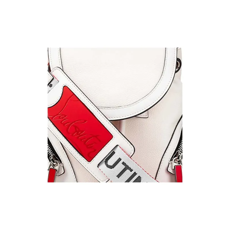 CL LUBOTING Leather Backpack Small Size Men's White-6