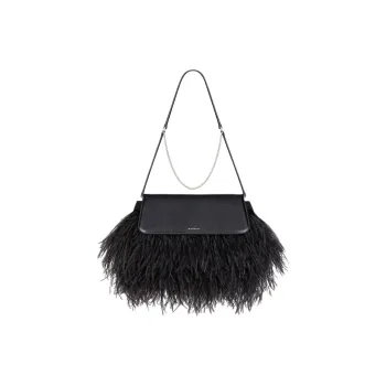 Givenchy Voyou Box Leather With Feather Handbag, Shoulder Bag Women's Black