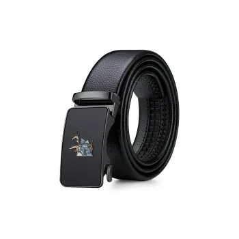 WilliamPOLO Cow Leather Leather Belts Men's Gunmetal 3.5cm Width