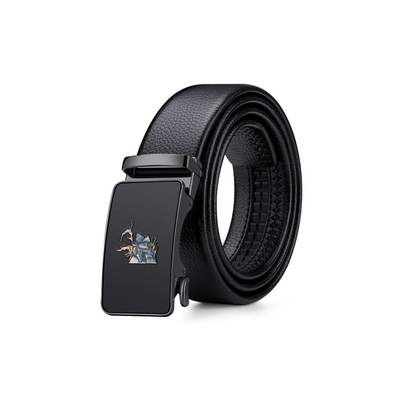 WilliamPOLO Cow Leather Leather Belts Men's Gunmetal 3.5cm Width-0