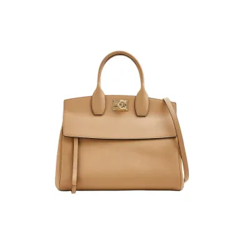 FERRAGAMO Studio Calfskin Tote Bag Shopping Bag Handbag Medium Size Women's Beige