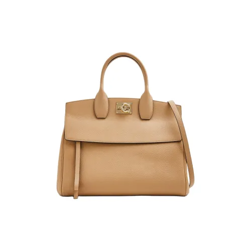 FERRAGAMO Studio Calfskin Tote Bag Shopping Bag Handbag Medium Size Women's Beige