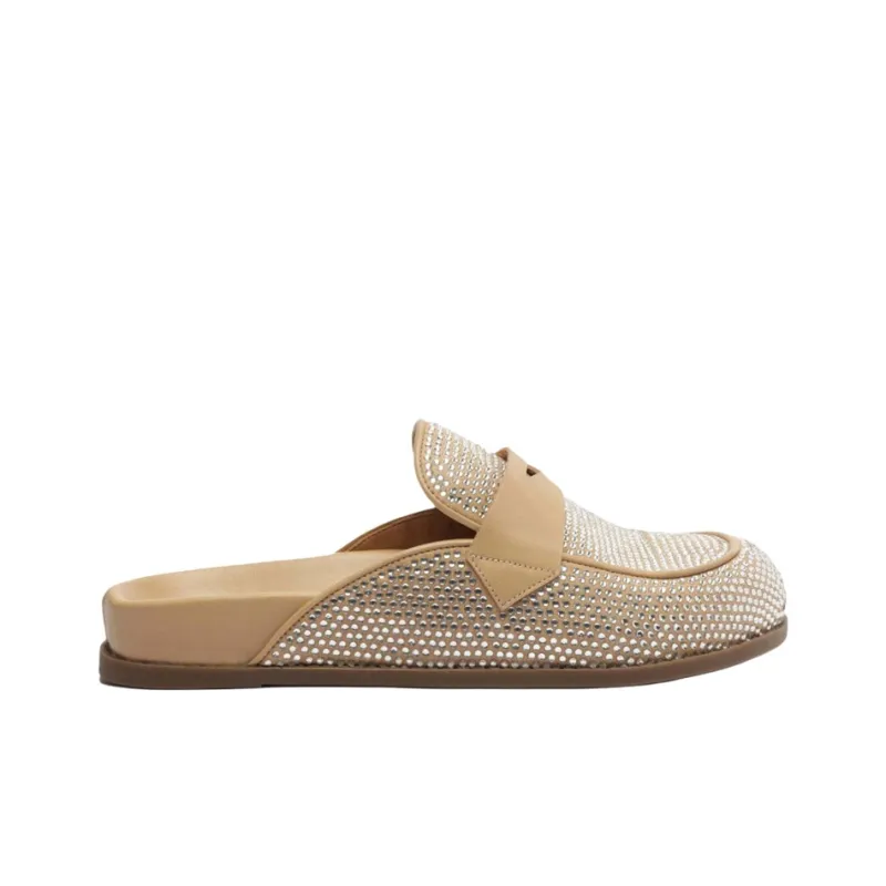 Schutz Closed Toe Slippers 3cm Women's Gold-1