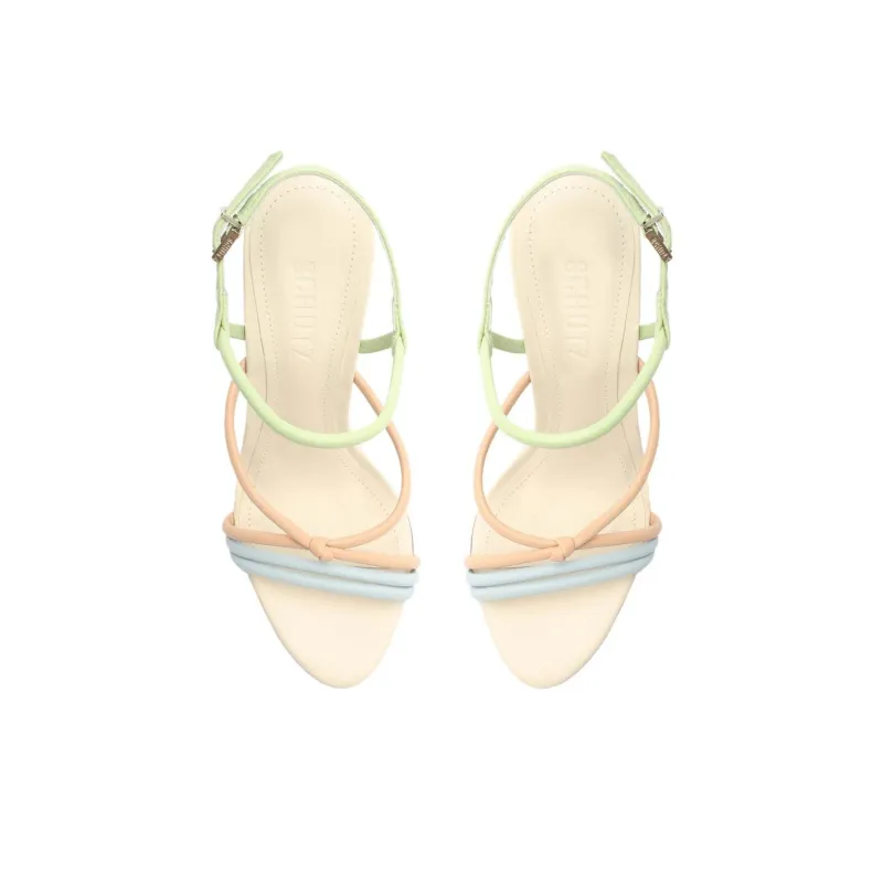 Schutz Daryl Strap Sandals 11cm Women's Beige Green-4