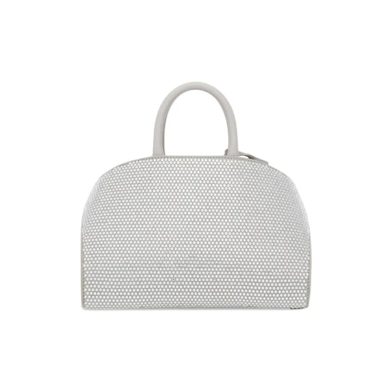 FERRAGAMO Crystal Embellished Calfskin Shoulder Bag, Crossbody Bag, Handbag Mini Women's Silver-3