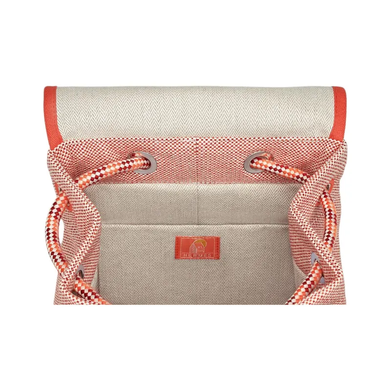 HERMES Canvas Backpack Women's Orange & Raspberry Red-5