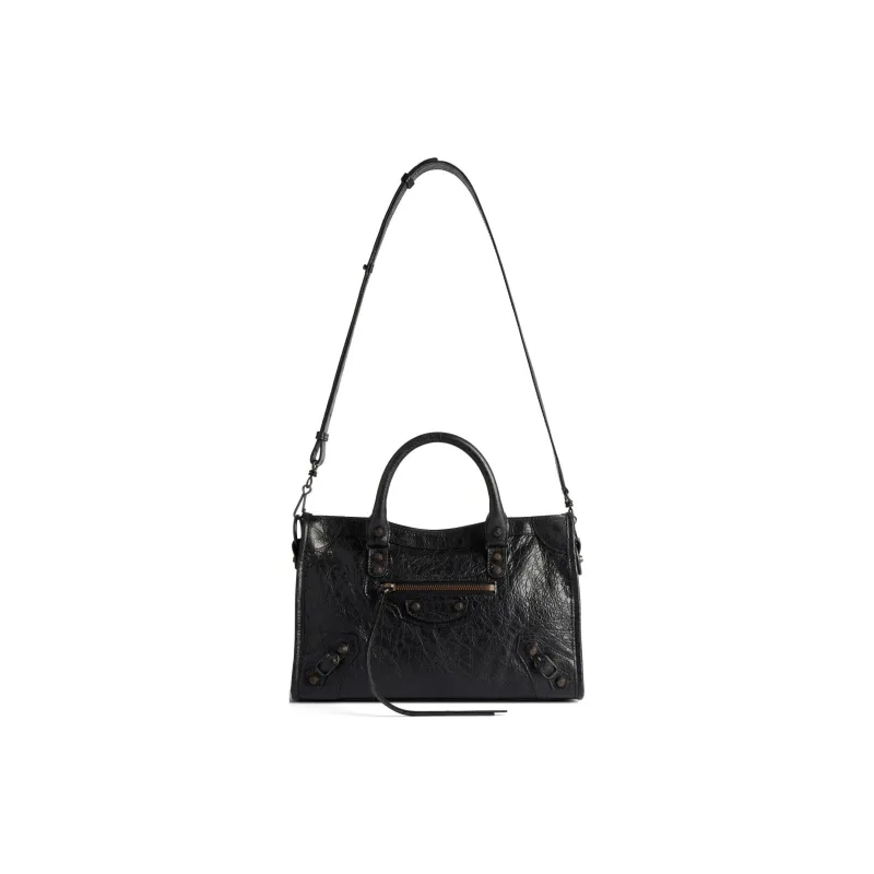 Balenciaga Le City Small Bag In Black Arena Storico Lambskin Brass Hardware Black-1