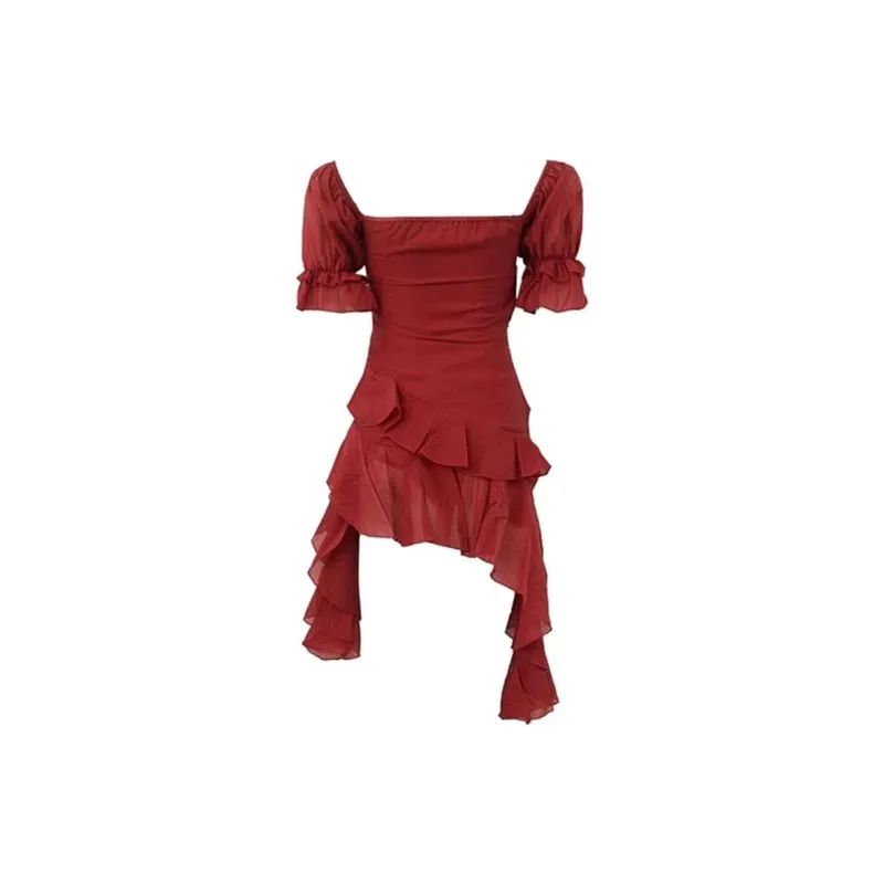 JOSR Short Sleeved Dresses Women's Red-1