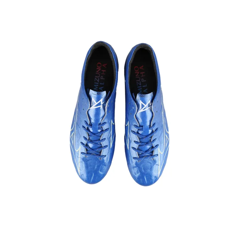Mizuno Alpha AG Rubber Short Studs Artificial Ground Durable Breathable Lightweight Soccer Shoes Men's Blue-3