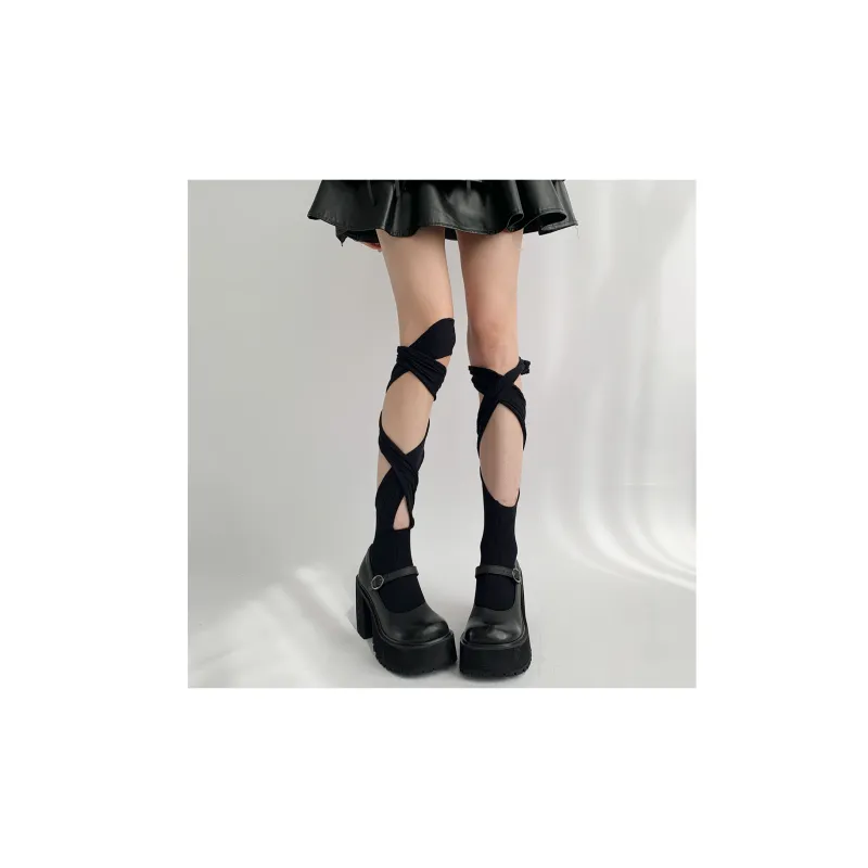 Evening Classroom Mid Calf Socks Women's Black 2-2