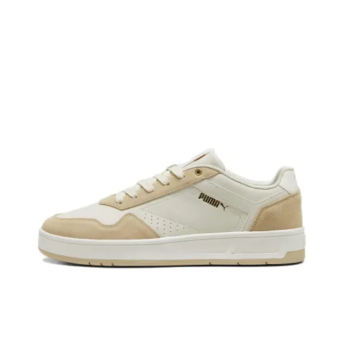 PUMA Court Classic Anti Slip Wear Resistant Low Top Skateboard Shoes Unisex Beige White Brown