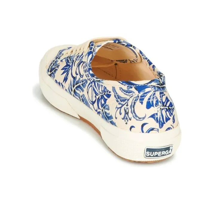 SUPERGA Slip Resistant Low Top Skateboard Shoes Women's Beige Blue-5