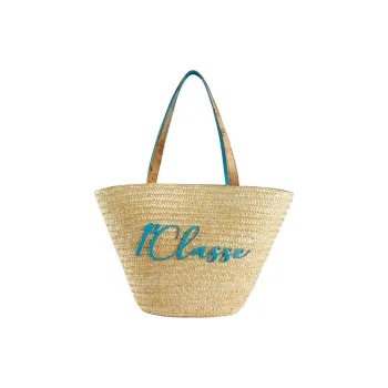 Alviero Martini Straw With PU Tote Bag Shopping Bag Shoulder Bag Handbag Medium Size Women's Turquoise