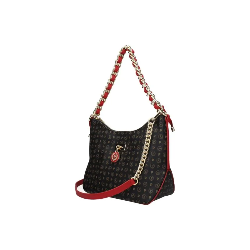 Pollini Leather One Shoulder Handbag Trumpets Women's Black-1