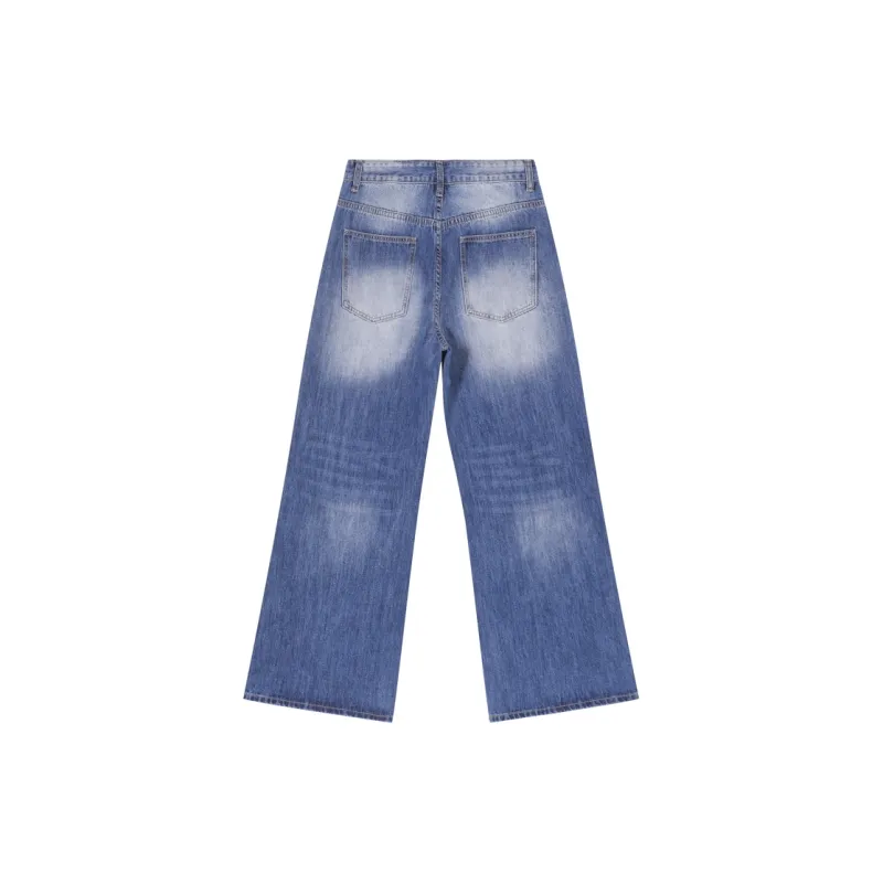 Voguo Relay Mid Rise Wide Leg Pants Jeans Unisex Blue-1