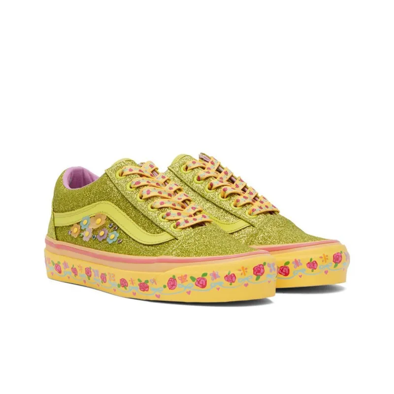 Susan Alexandra x Vans Old Skool Anti Slip Wear Resistant Low Top Skateboard Shoes Women's Green-2
