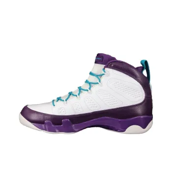 Jordan Air Jordan 9 Cushioning Anti Slip And Wear Resistant High Top Vintage Basketball Shoes Men's White Purple
