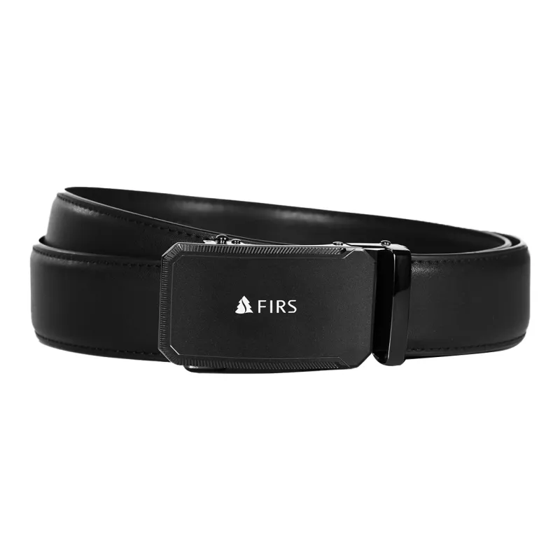 FIRS Luxe Matte Look Automatic Buckle, Business Casual Leather Belts Men's 3.5cm Width-1