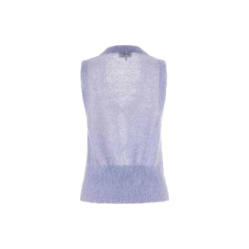 GANNI U Neck Tie String Knit Vest-1