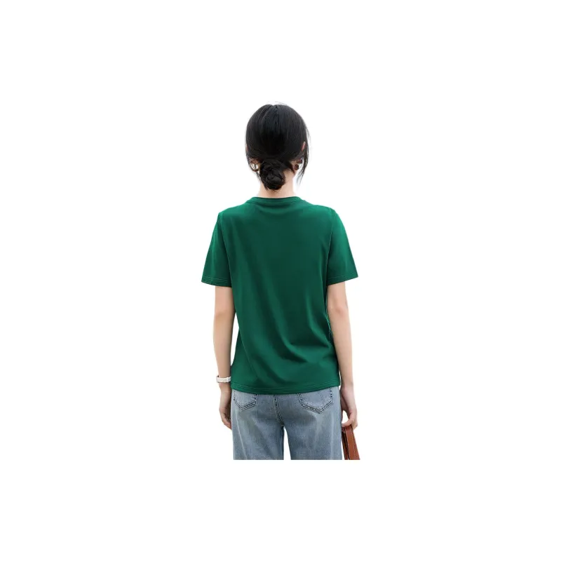 XWI SS24 Set in Sleeve T Shirt Women's Oil Painting Green-2