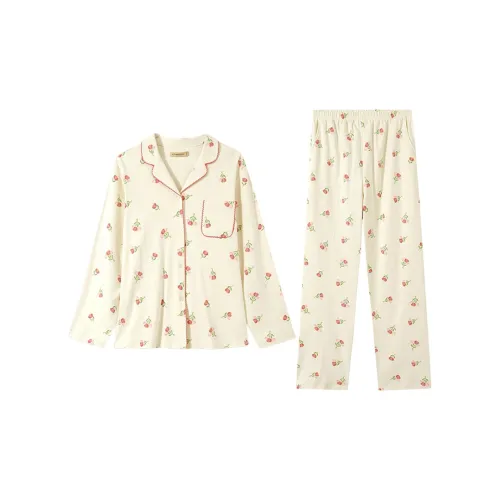 AUTUMNDEER Pajama Set Women's Milk White Lid