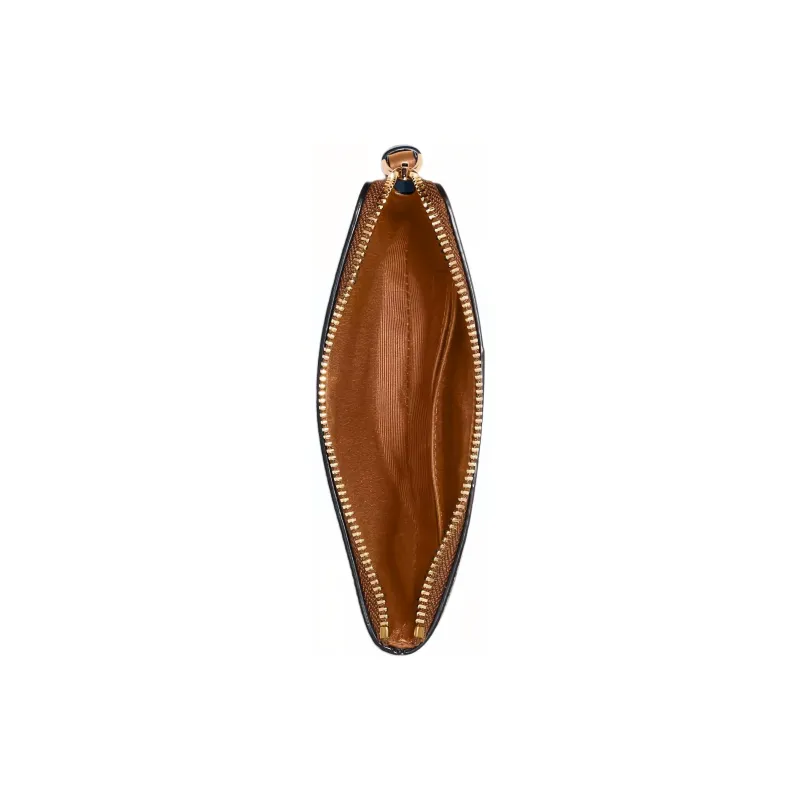 COACH Corner Zip Coated Canvas With Recycled Leather Clutch Small Size Women's Gold & Light Khaki & Light Saddle Brown-4