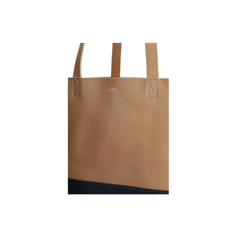 A.P.C Leather Tote Bag Shopping Bag Handbag Women's Brown & Black-3