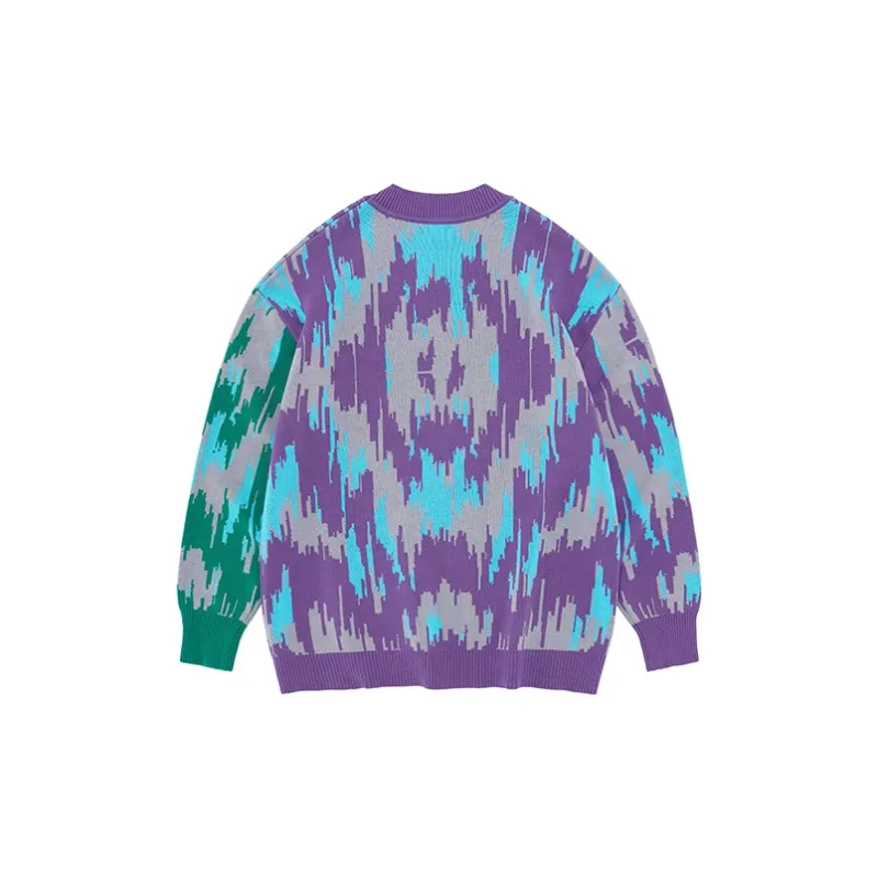 Loose Fit Sweater Unisex Camouflage Purple-1
