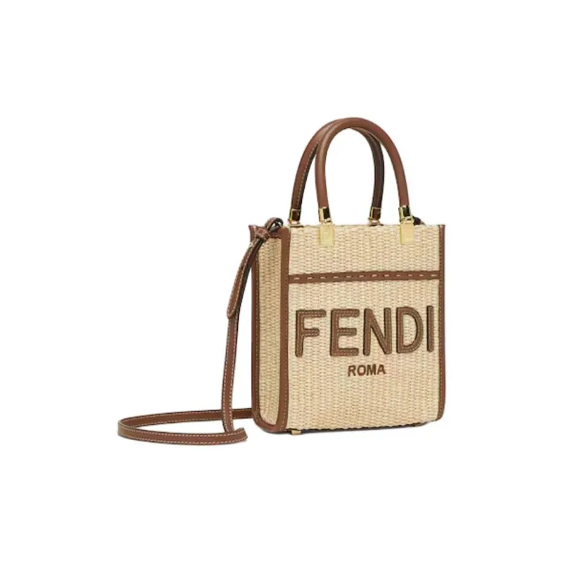 FENDI Raffia Shoulder Bag, Crossbody Bag, Handbag Mini Women's Natural Color-1