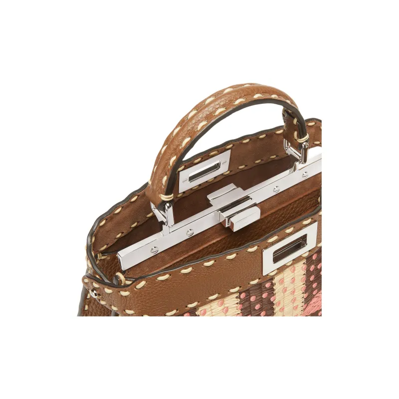 FENDI Peekaboo ISeeU Raffia Shoulder Bag, Crossbody Bag, Handbag Small Size Women's Multicolor-4