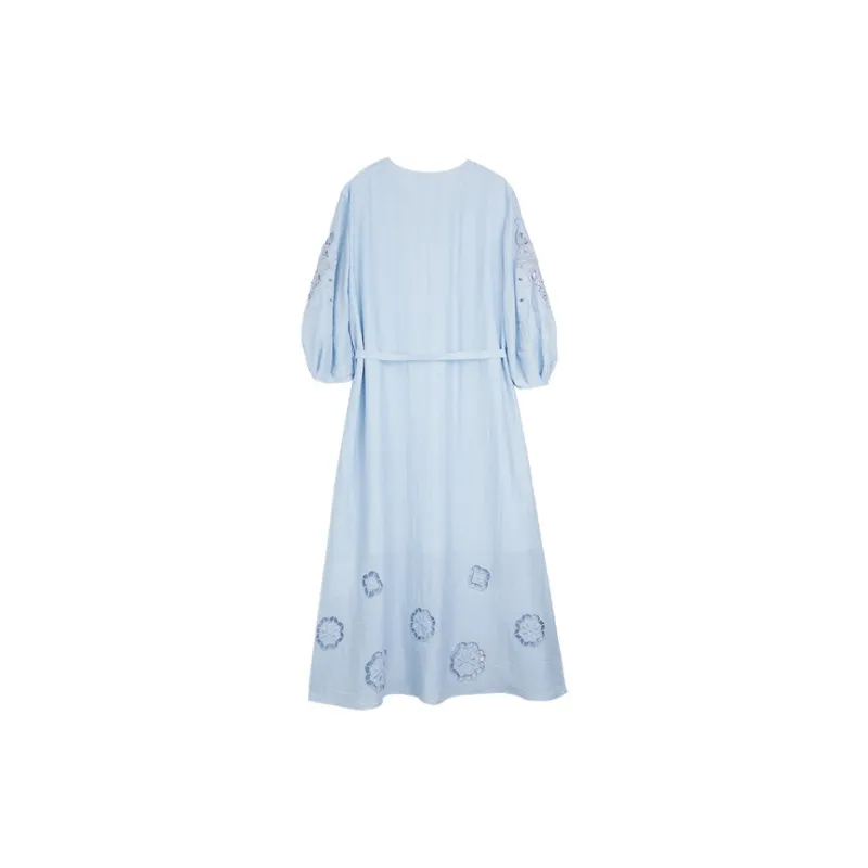 ELLE Long Sleeved Dress Women's Blue-1