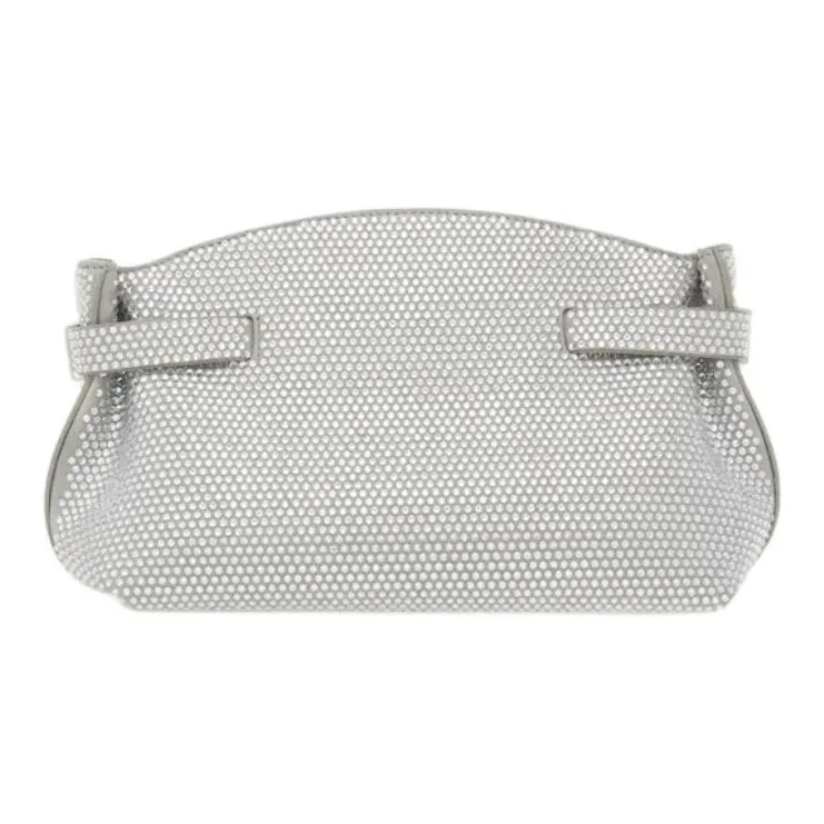 FERRAGAMO Calfskin With Suede Shoulder Bag, Crossbody Bag Trumpets Women's Silver-3